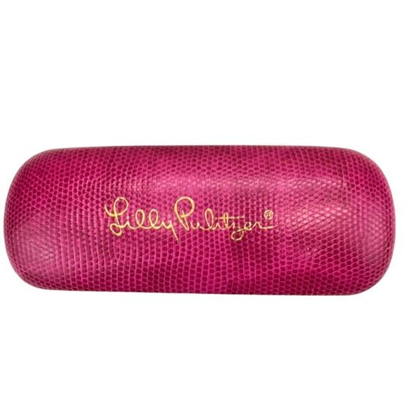 Lilly Pulitzer Accessories - Lilly Pulitzer Pink Hard Shell Eyeglasses Sunglasses Case Gold Color Lettering